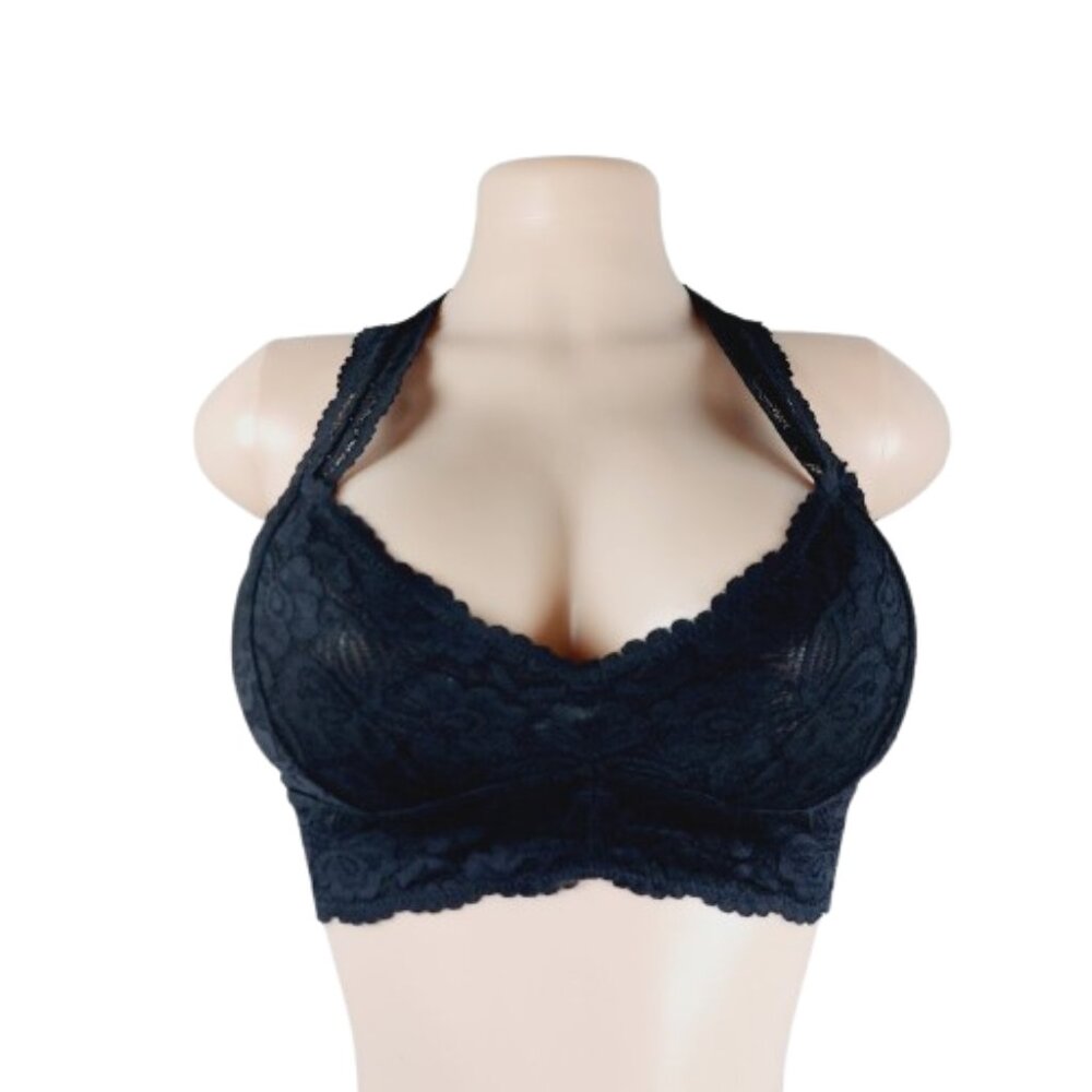 Intimately By Free People Women's Black Lace Racerback Halter Bralette Size S